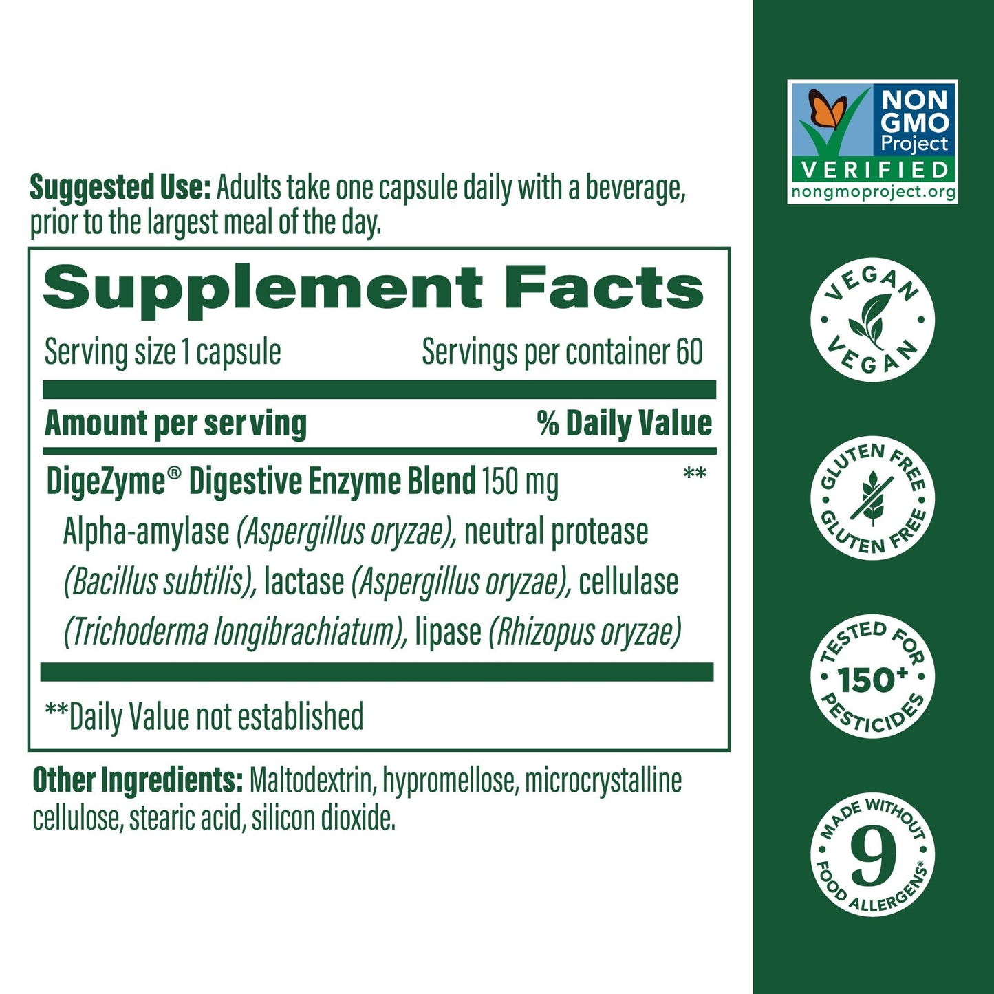 MegaFood Dual-Action Digestive Enzymes for Women & Men | Vegan & Gluten Free | 60 Capsules