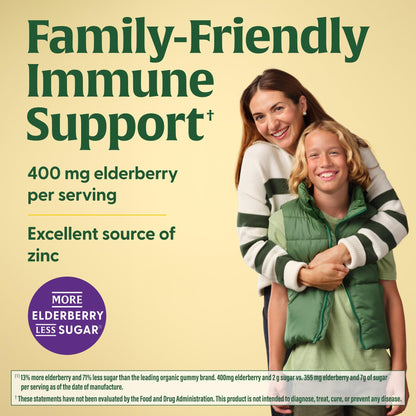 MegaFood Elderberry Immune Support Gummies - Vegan, Zinc, Organic (2-Pack)