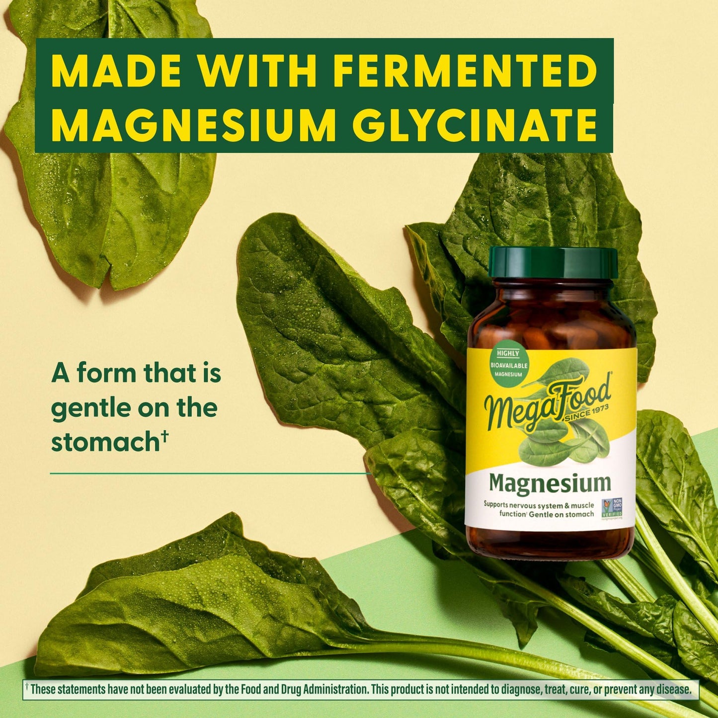 MegaFood Magnesium Glycinate – Supports Heart & Nervous System | Vegan, Gluten-Free, Non-GMO | 60 Tabs
