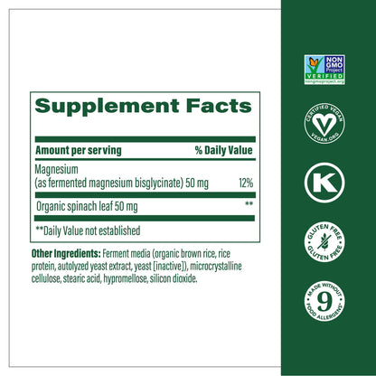 MegaFood Magnesium Glycinate – Supports Heart & Nervous System | Vegan, Gluten-Free, Non-GMO | 60 Tabs