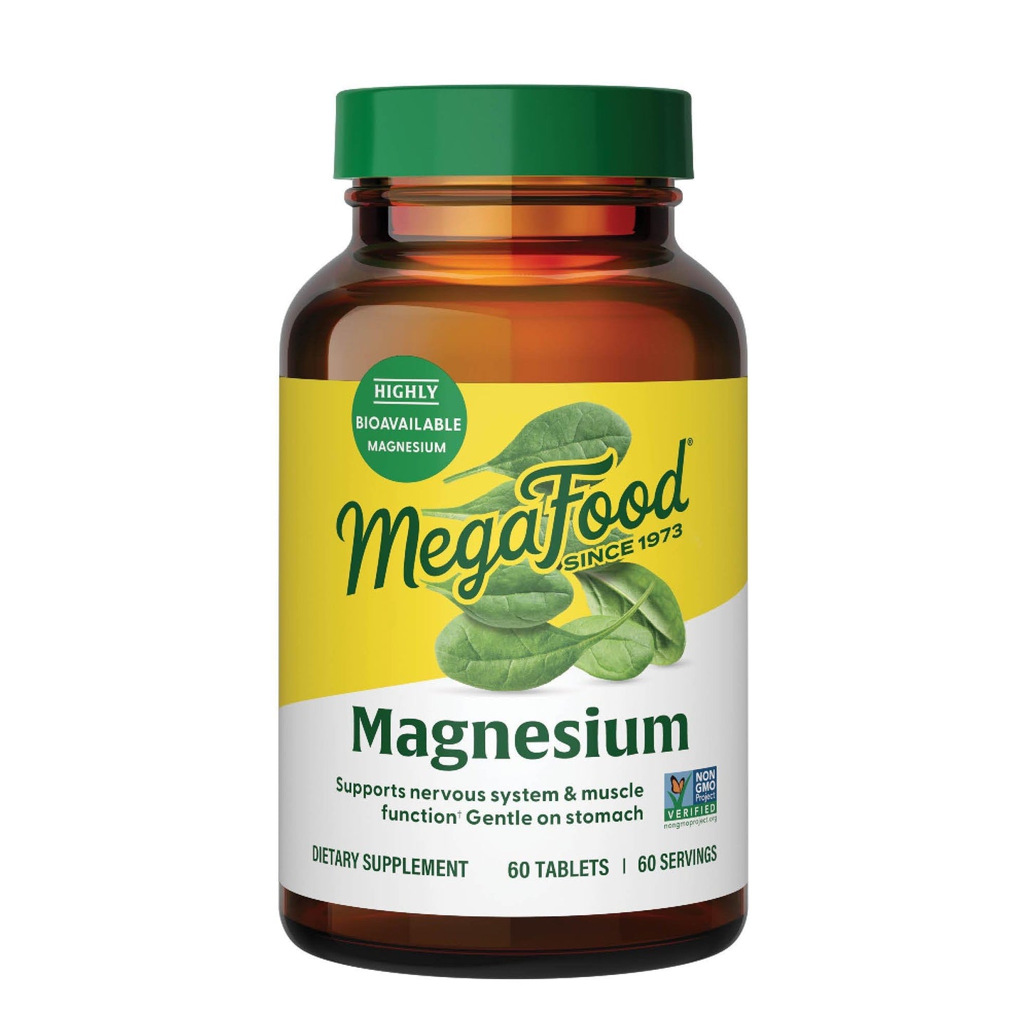 MegaFood Magnesium Glycinate – Supports Heart & Nervous System | Vegan, Gluten-Free, Non-GMO | 60 Tabs