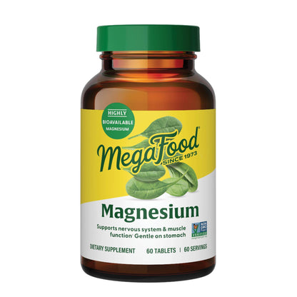 MegaFood Magnesium Glycinate – Supports Heart & Nervous System | Vegan, Gluten-Free, Non-GMO | 60 Tabs