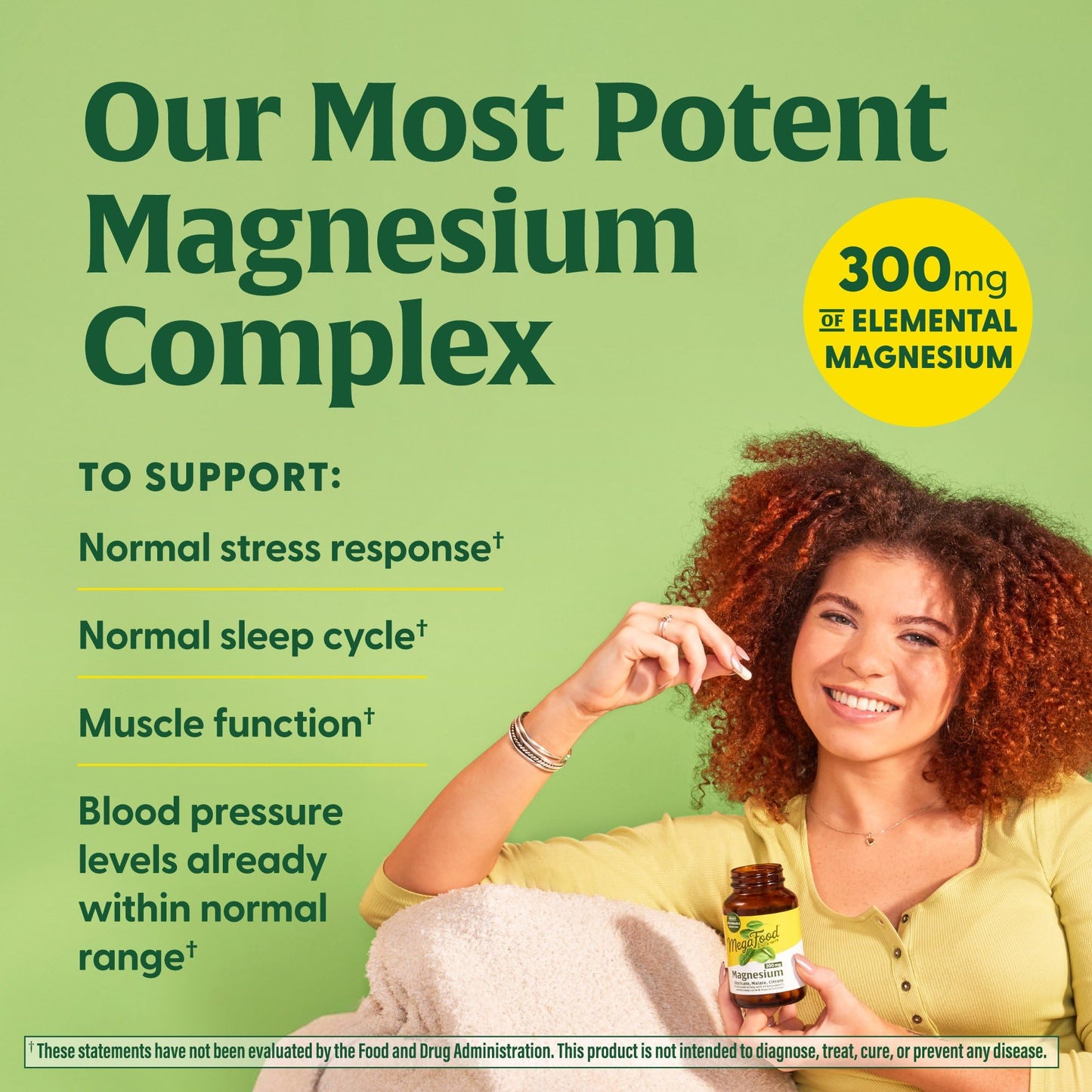 Megafood Magnesium 300 mg — Absorbable Glycinate, Citrate & Malate | 120 Capsules