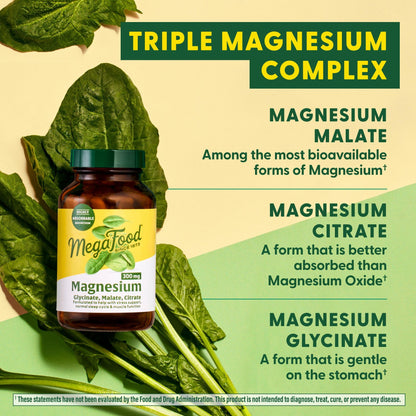 Megafood Magnesium 300 mg — Absorbable Glycinate, Citrate & Malate | 120 Capsules