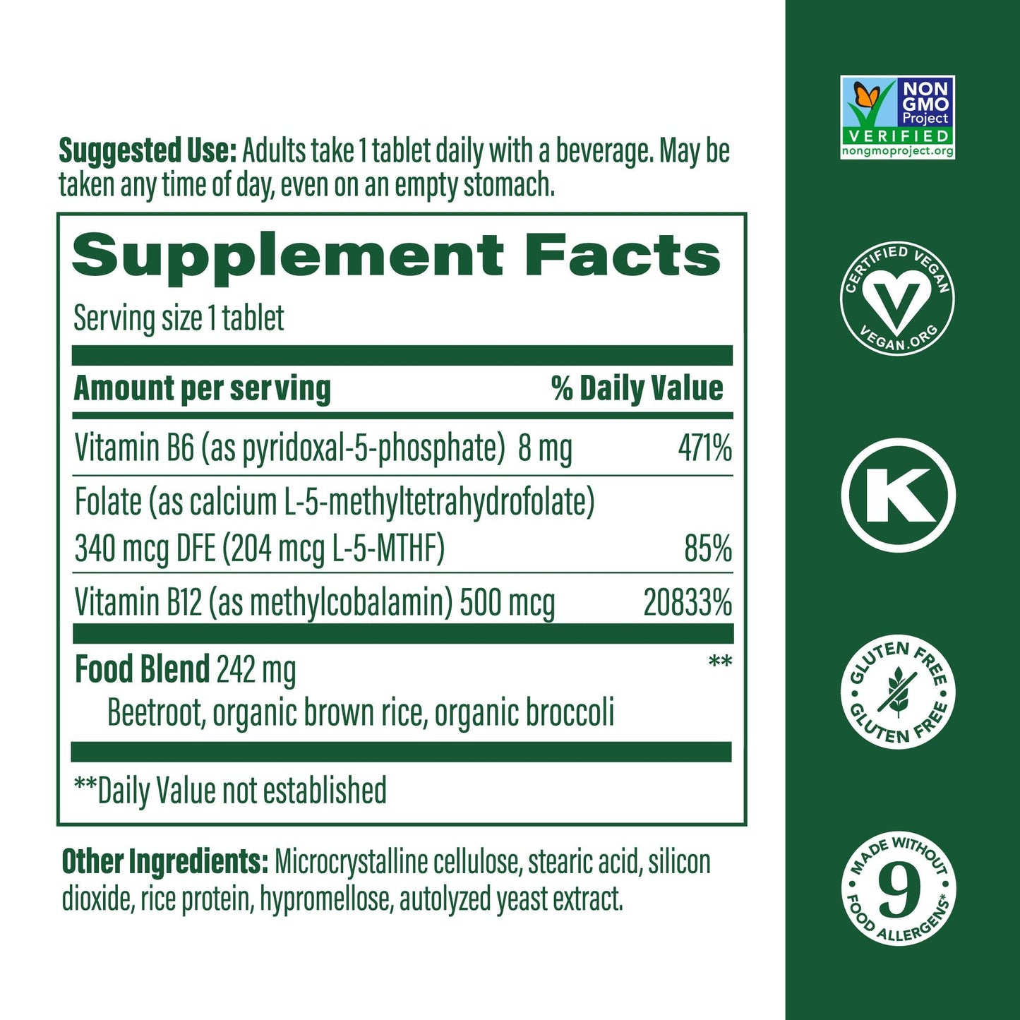 MegaFood Methyl B12 – Vegan with Methyl Folate (90 Tablets) | Energy & Nervous System Support