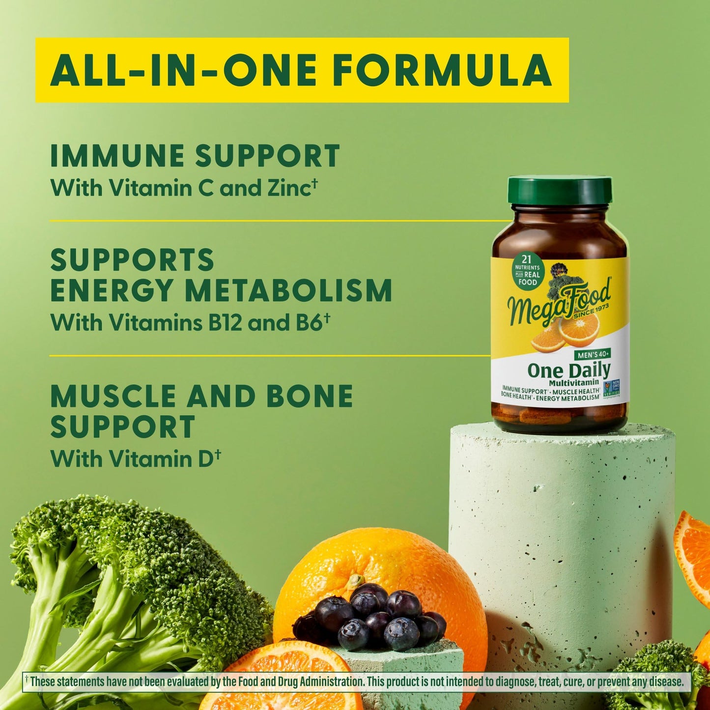 MegaFood Multivitamin for Men 40+ | One Daily with B12, D3, Zinc