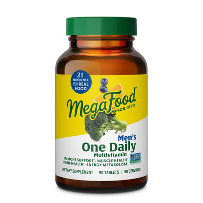 MegaFood One Daily Men's Multivitamin – Energy Metabolism, Immune Support, Vitamin D3 & B12 – Vegetarian & Gluten Free – 90 Tablets