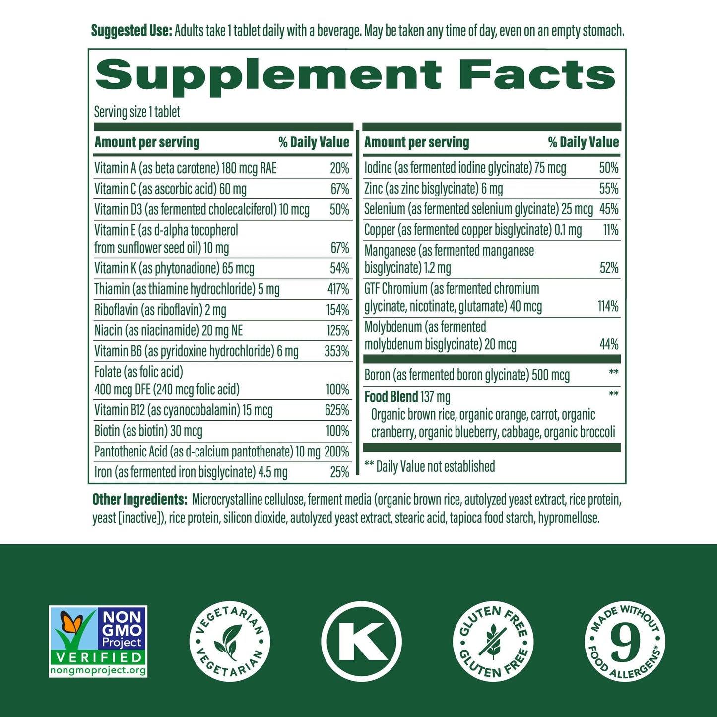 MegaFood One Daily Multivitamin for Women & Men – Real Food Immune Support, Vitamin C & B, 90 Tablets