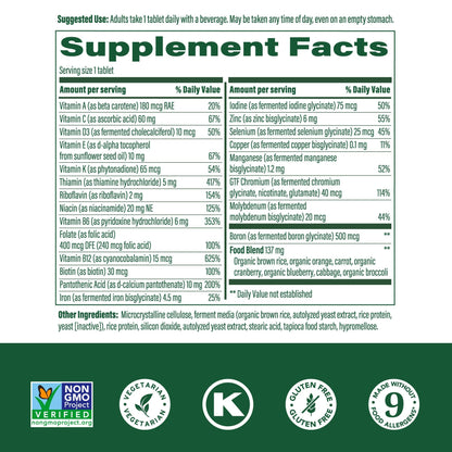 MegaFood One Daily Multivitamin for Women & Men – Real Food Immune Support, Vitamin C & B, 90 Tablets