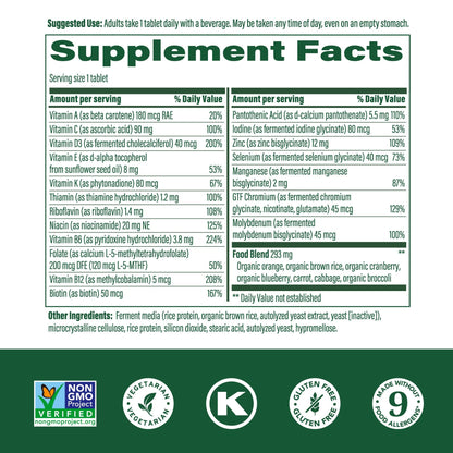 MegaFood Men 55+ Multivitamin - One Daily for Aging, Immune & Bone Support | Vegetarian | 120 Tablets