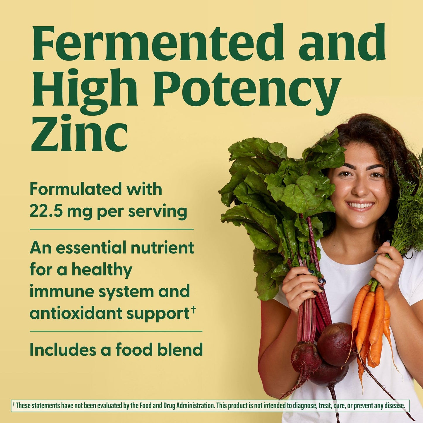 MegaFood Zinc Supplements | 22.5 mg Fermented Zinc for Immune Support | Vegan, Gluten-Free, Kosher – 120 Tablets