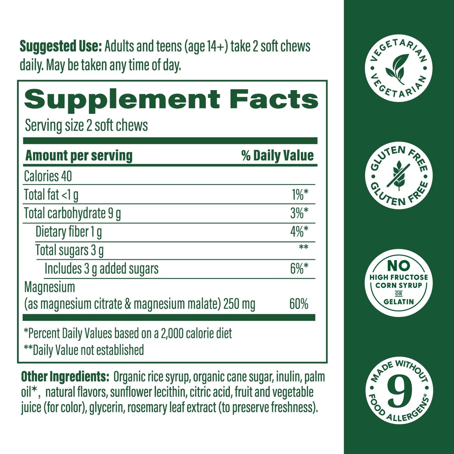 MegaFood Relax + Calm Magnesium Soft Chews – Grape Flavor (Pack of 2)