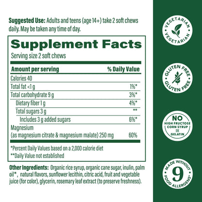 MegaFood Relax + Calm Magnesium Soft Chews – Grape Flavor (Pack of 2)