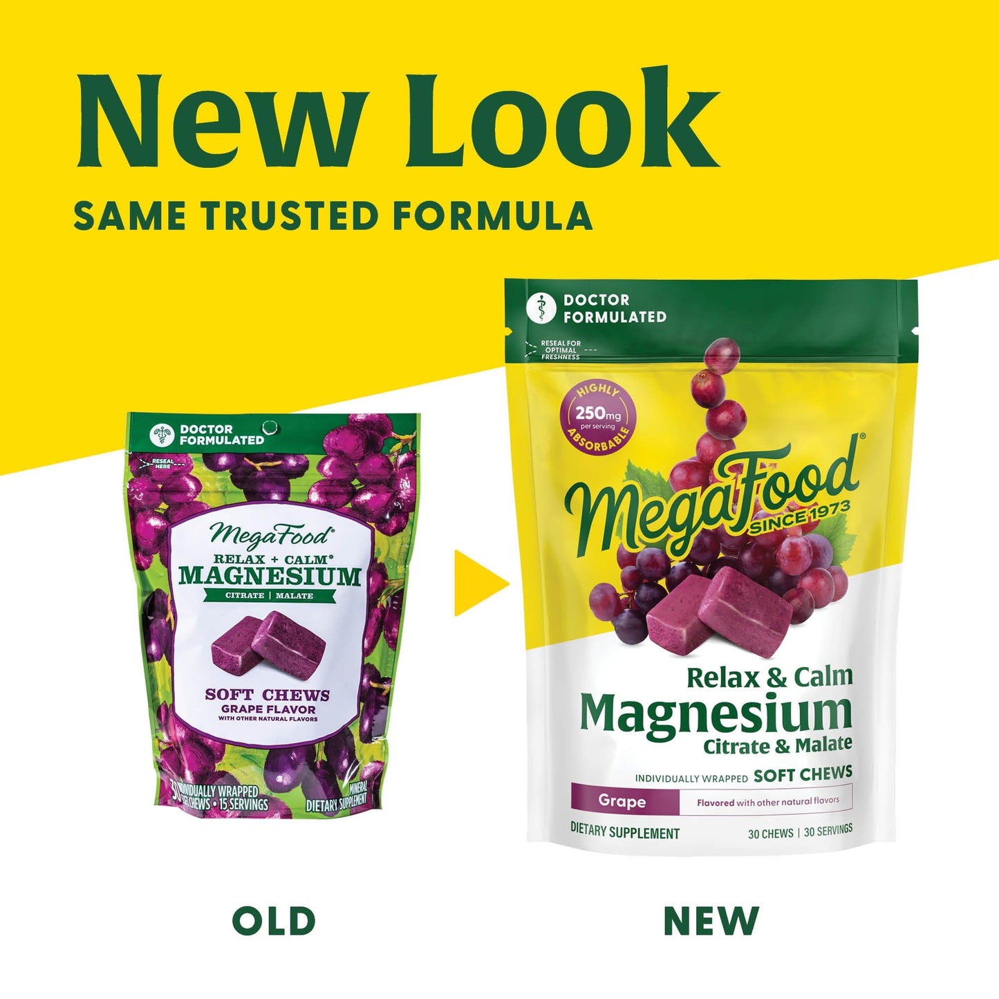 MegaFood Relax + Calm Magnesium Soft Chews – Grape Flavor (Pack of 2)
