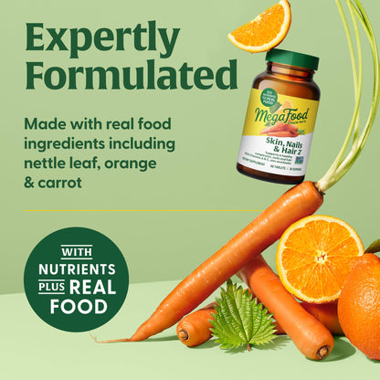 MegaFood Skin, Nails & Hair 2 – Vegan Multivitamin for Women & Men | 60 Tabs