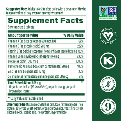 MegaFood Skin, Nails & Hair 2 – Vegan Hair, Skin & Nails Vitamins for Women & Men | 90 Tabs