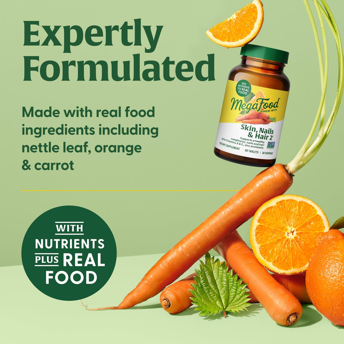MegaFood Skin, Nails & Hair 2 – Vegan Hair, Skin & Nails Vitamins for Women & Men | 90 Tabs