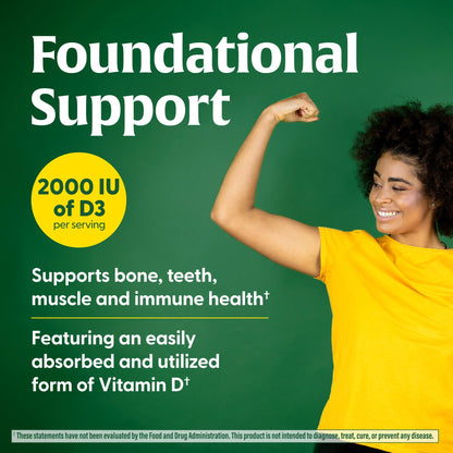 MegaFood Vitamin D3 2000 IU (50 mcg) – Real Food D3, Immune Support, Bones & Muscles, Vegetarian, Kosher, Non-GMO | 60 Tablets