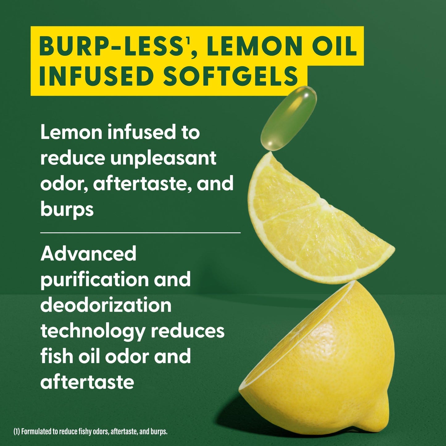 MegaFood 2000mg Fish Oil Omega-3 – Burp-Less & Lemon-Infused | 1200mg EPA & DHA per Serving | 90 Softgels, 45 Servings