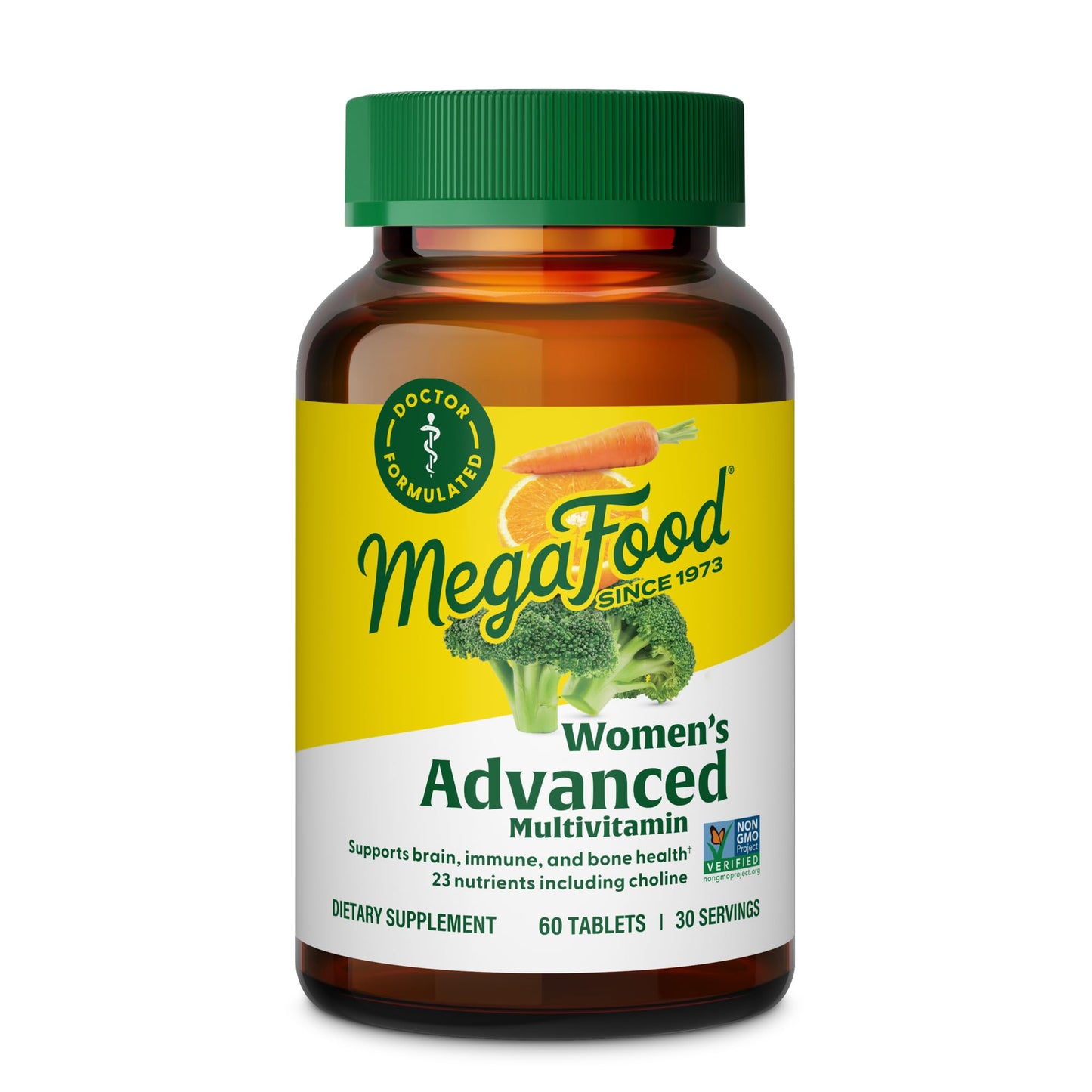 MegaFood Women's Advanced Multivitamin - Doctor-Formulated with Iron, Choline, Vitamin D, C & Zinc | Immune Support & Brain Health | Non-GMO & Vegetarian | 60 Tabs (30 Servings)
