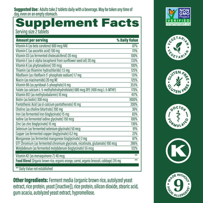 MegaFood Women's Advanced Multivitamin - Doctor-Formulated with Iron, Choline, Vitamin D, C & Zinc | Immune Support & Brain Health | Non-GMO & Vegetarian | 60 Tabs (30 Servings)