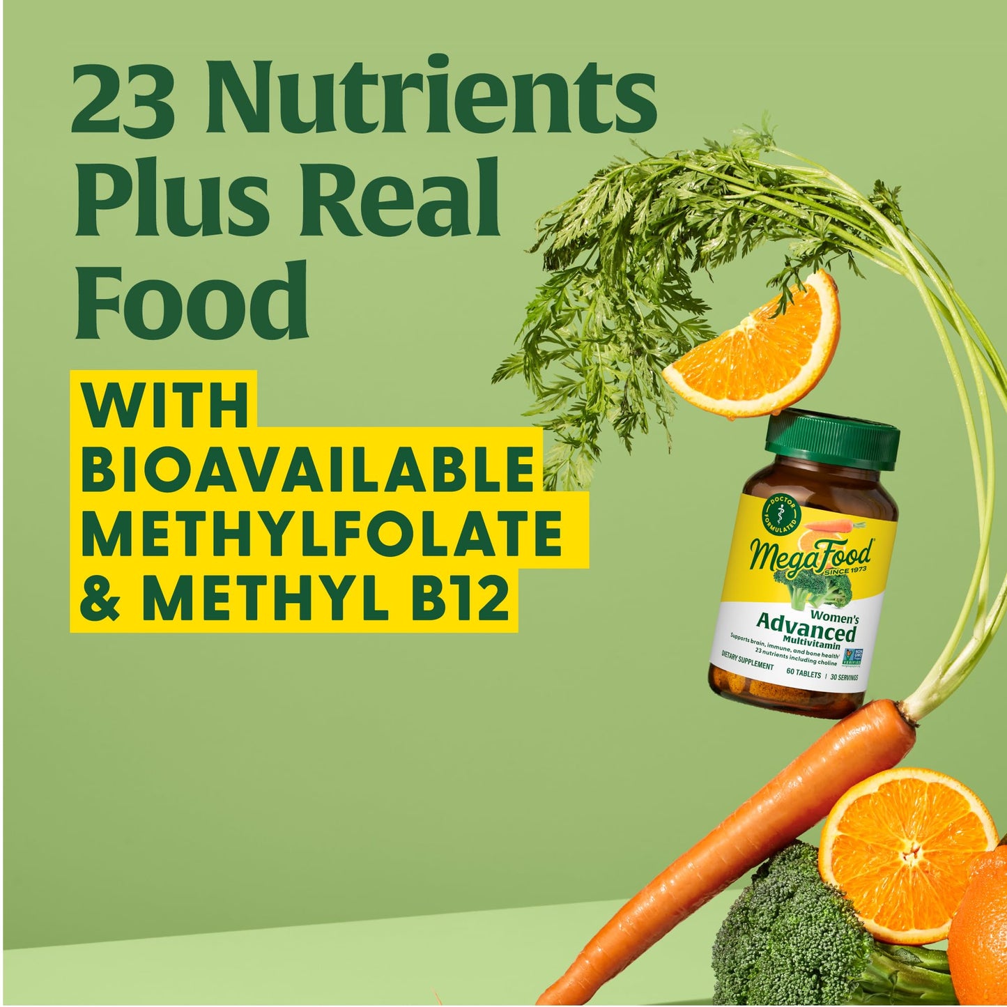 MegaFood Women's Advanced Multivitamin - Doctor-Formulated with Iron, Choline, Vitamin D, C & Zinc | Immune Support & Brain Health | Non-GMO & Vegetarian | 60 Tabs (30 Servings)