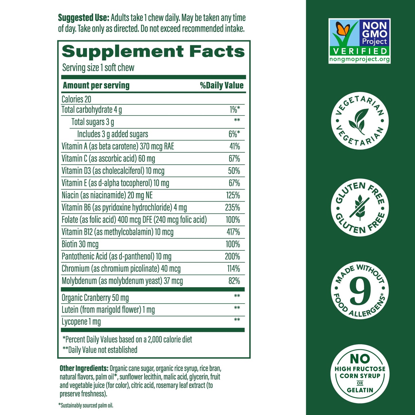 MegaFood Women's One Daily Multivitamin Soft Chews – Mixed Berry, 30 Chews, Non-GMO, Vegetarian
