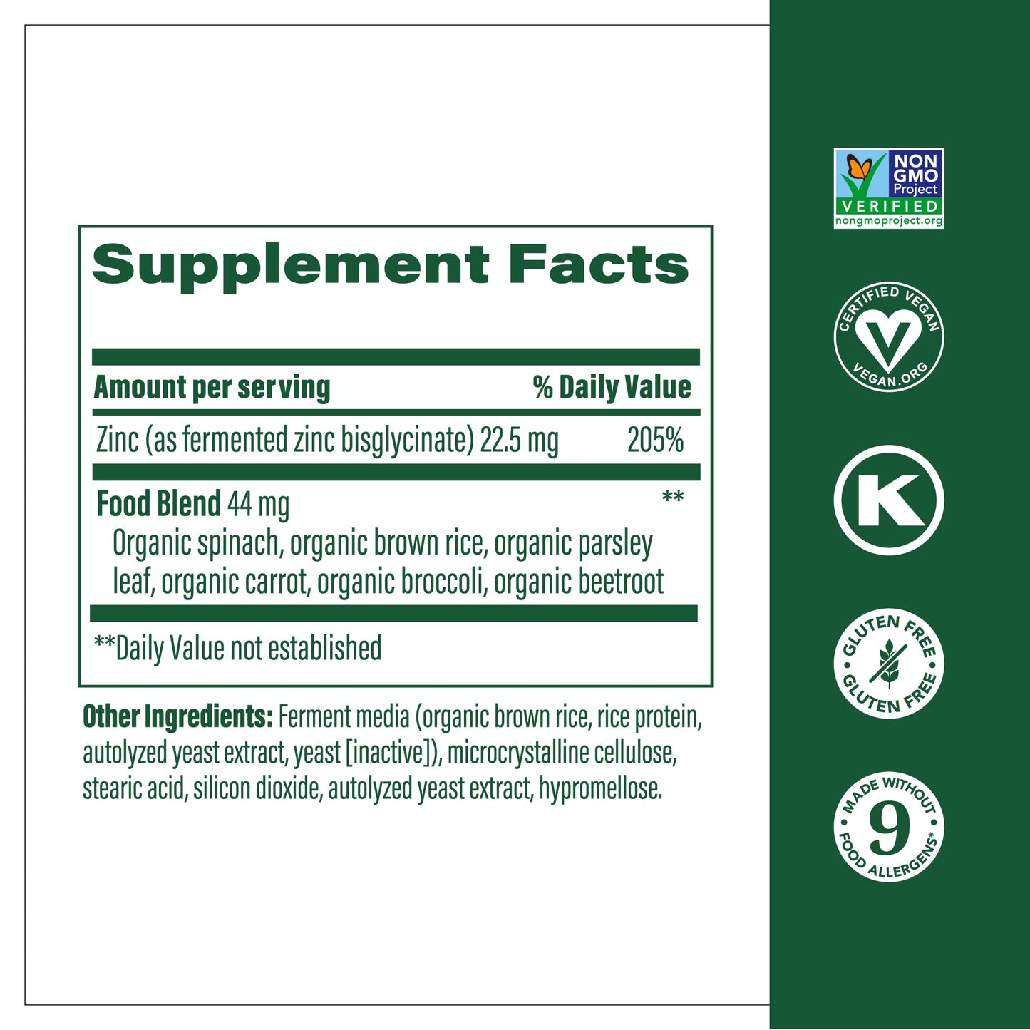 MegaFood Zinc Supplements | 22.5 mg Fermented Zinc for Immune Support | Vegan, Gluten-Free, Kosher – 120 Tablets