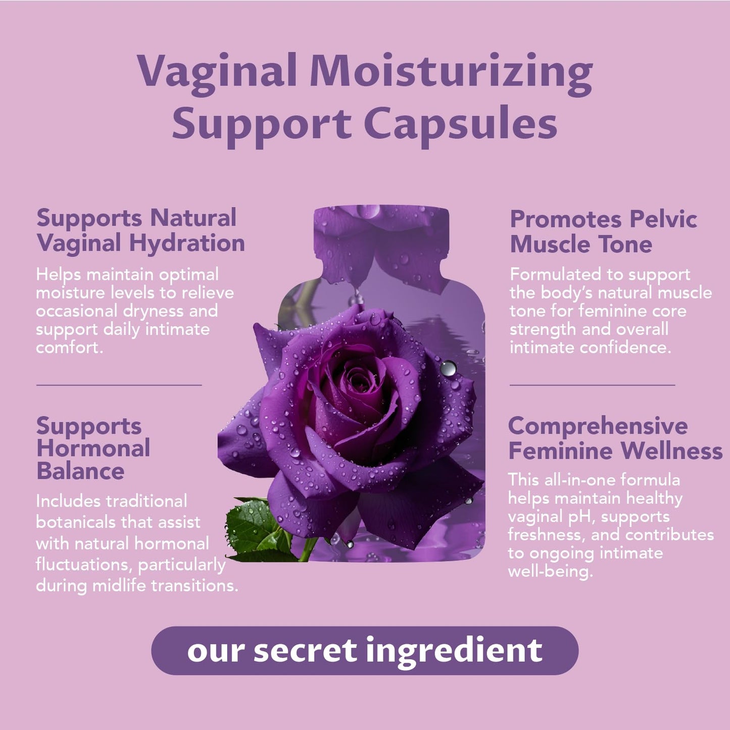 MEGNETA Vaginal Moisturizer: Kacip Fatimah 1000mg & Manjakani 200mg (30:1) – Slippery Elm, Vegan, 60 capsules