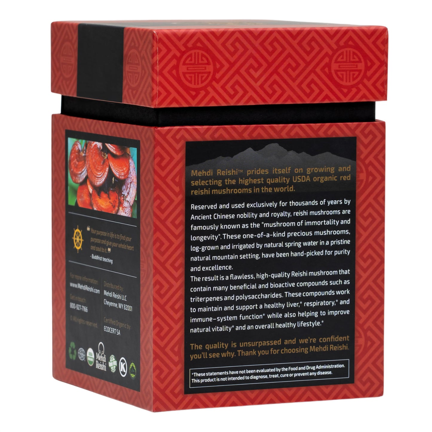 Mehdi Reishi Organic Mushroom Extract Fruiting-Body Powder – 35% Beta-Glucan, 100% Pure – 30 Servings