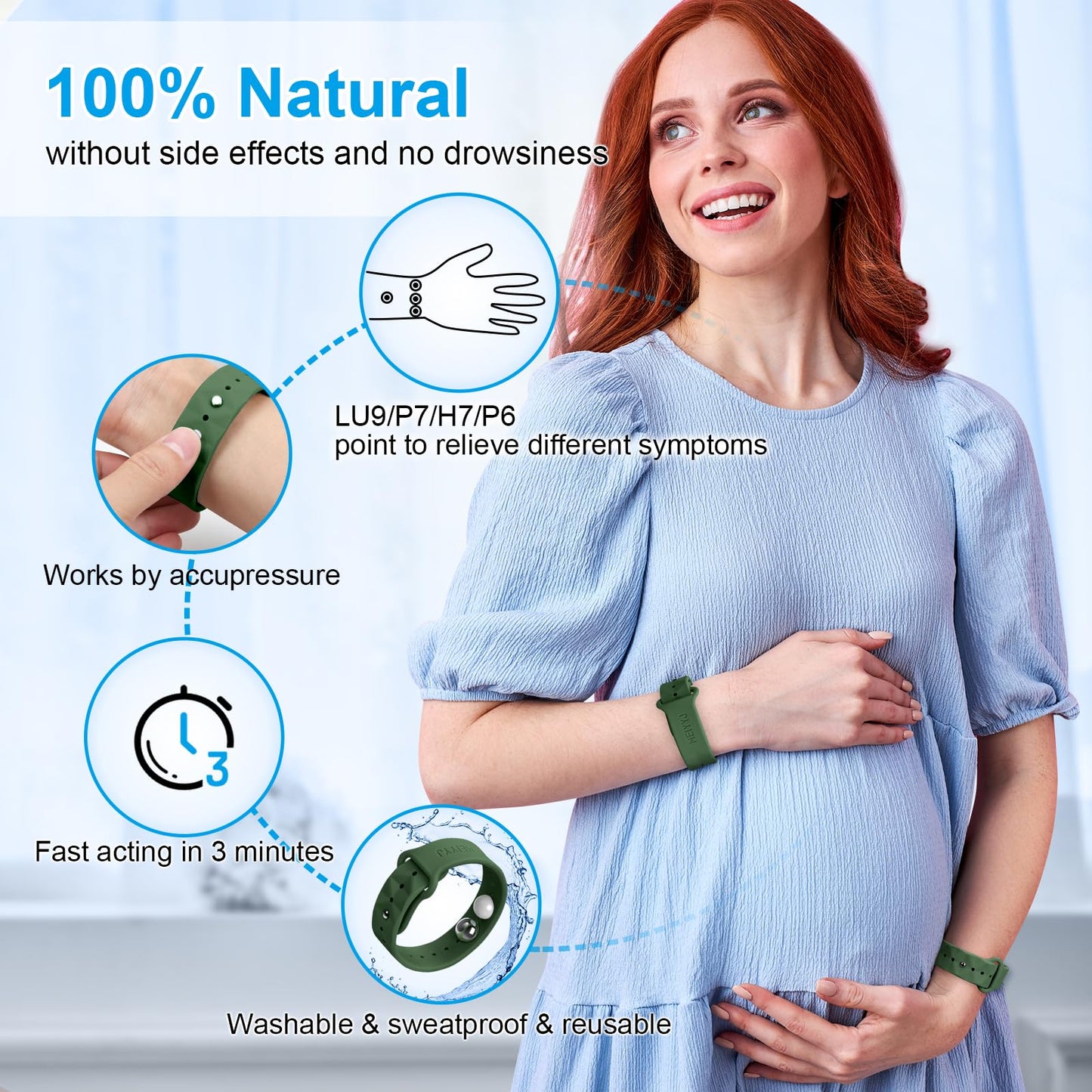 MEIYYJ Morning Sickness Relief Wristbands – Motion Sickness & Nausea Relief for Travel