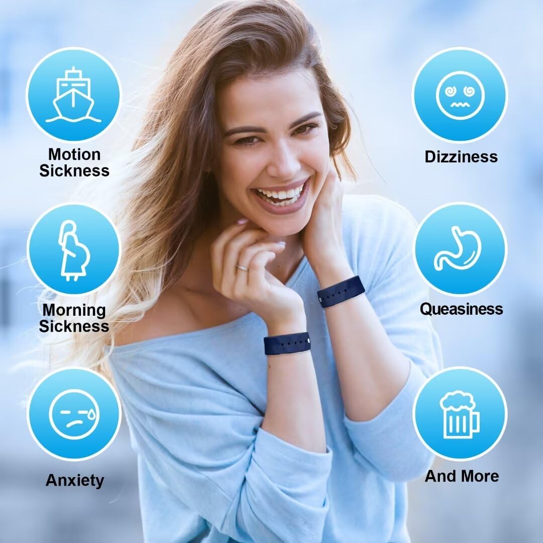 MEIYYJ Morning Sickness Relief Wristbands – Motion Sickness & Travel Nausea Bands (Dark Blue)