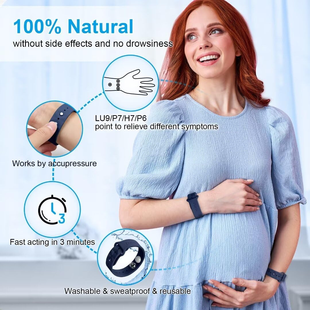 MEIYYJ Morning Sickness Relief Wristbands – Motion Sickness & Travel Nausea Bands (Dark Blue)