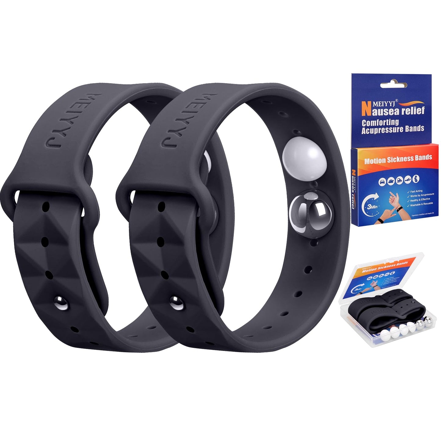 MEIYYJ Morning Sickness Relief Wristbands – Adjustable Acupressure Nausea Bands (Black)