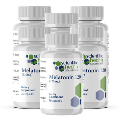 Scientific Health Solutions Melatonin 120mg | Single-Dose Melatonin in Easy-to-Swallow Capsules | Vegan, Non-GMO & Gluten-Free | US-Made Extra Strength Melatonin (6-Pack)