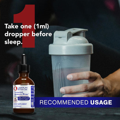Quantum Nutrition Labs Fermented Melatonin Drops - Sleep Support for Adults, Organic & Vegan, 2 oz