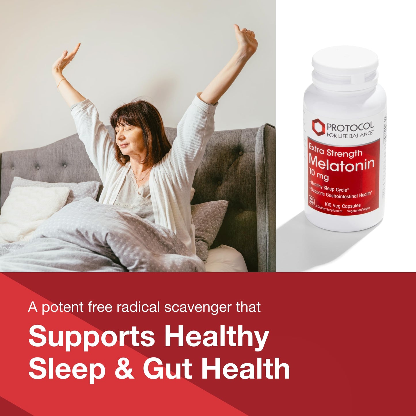 Melatonin Extra Strength 10 mg - Sleep Support for Adults - Kosher & Non-GMO - 100 Veg Caps