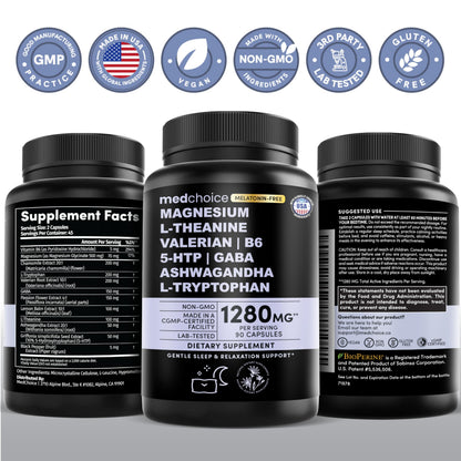 12-in-1 Sleep Support Capsules – Melatonin-Free, Non-Habit Forming (90 Caps)