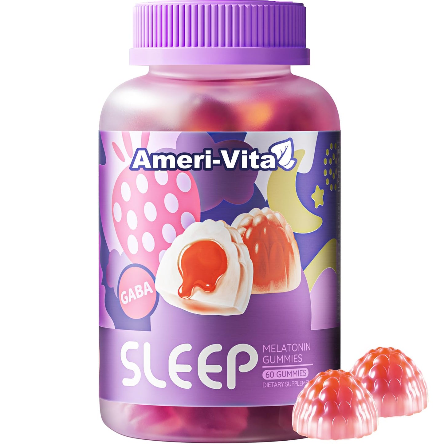 Melatonin Gummies 1.5mg for Adults – Extra Strength Sleep Support with GABA, Magnesium, Ashwagandha, Lemon Balm & Chamomile (Strawberry)