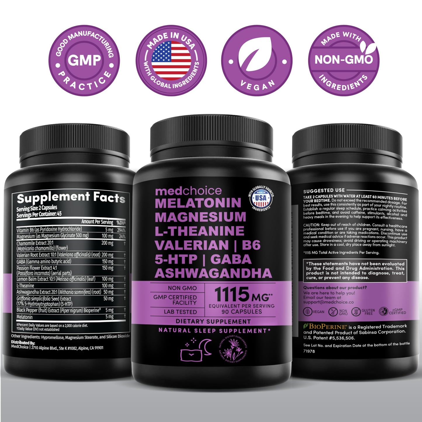 12-in-1 Melatonin Sleep Capsules – Sleep Aid with 5mg Melatonin + 500mg Magnesium Glycinate (90ct)