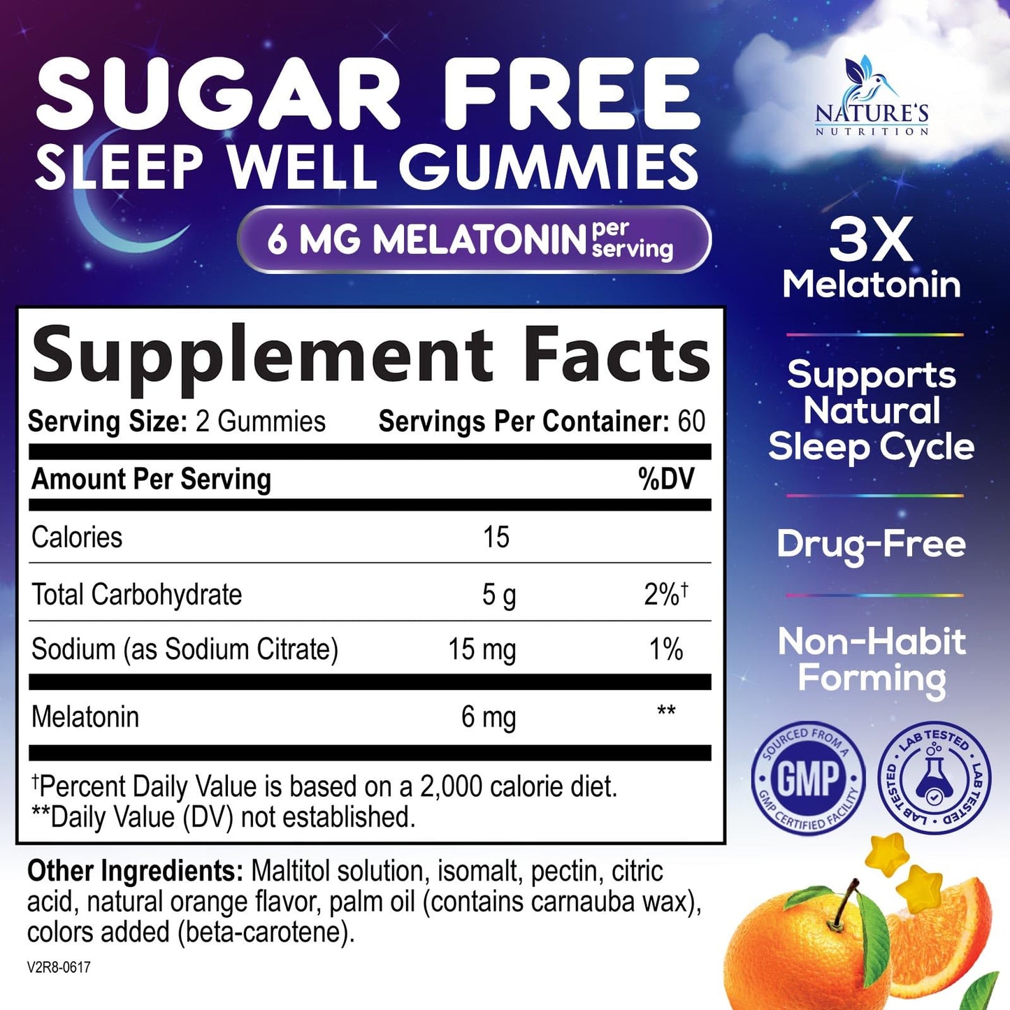 Melatonin Sleep Gummies Sugar Free - 6mg for Adults, Extra Strength (120 Count)