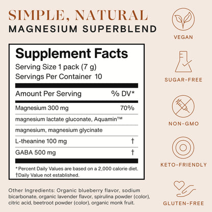 Mellö Magnesium Superblend Powder with L-Theanine & GABA – 10-Pack