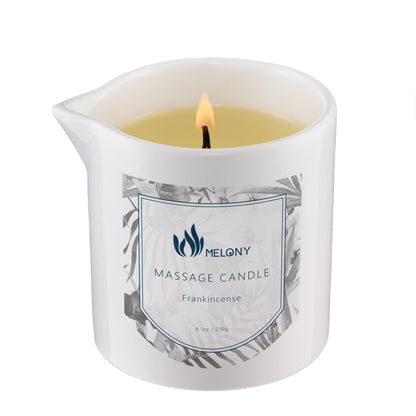 MELONY Massage Candle 8.1oz - Luxurious Body Massage for Home Spa (Frankincense)