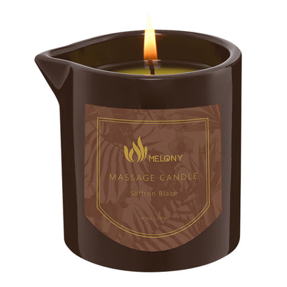 MELONY Massage Oil Candle – 8.1 oz, Saffron Blaze | Pure Relaxation