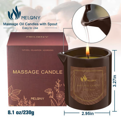 MELONY Massage Oil Candle – 8.1 oz, Saffron Blaze | Pure Relaxation