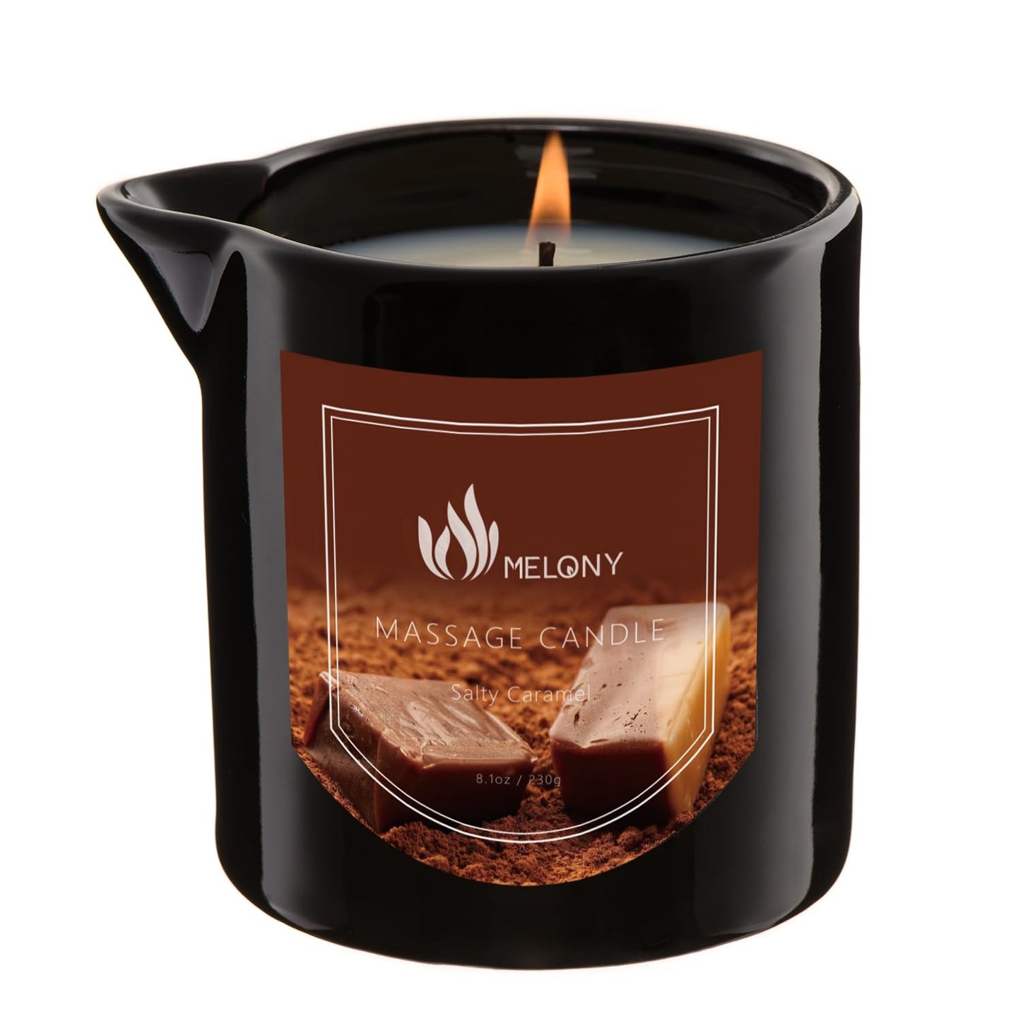 MELONY Massage Oil Candle – Calming, Soothing & Relaxing | Natural Soy Wax 8.1oz (Salty Caramel)