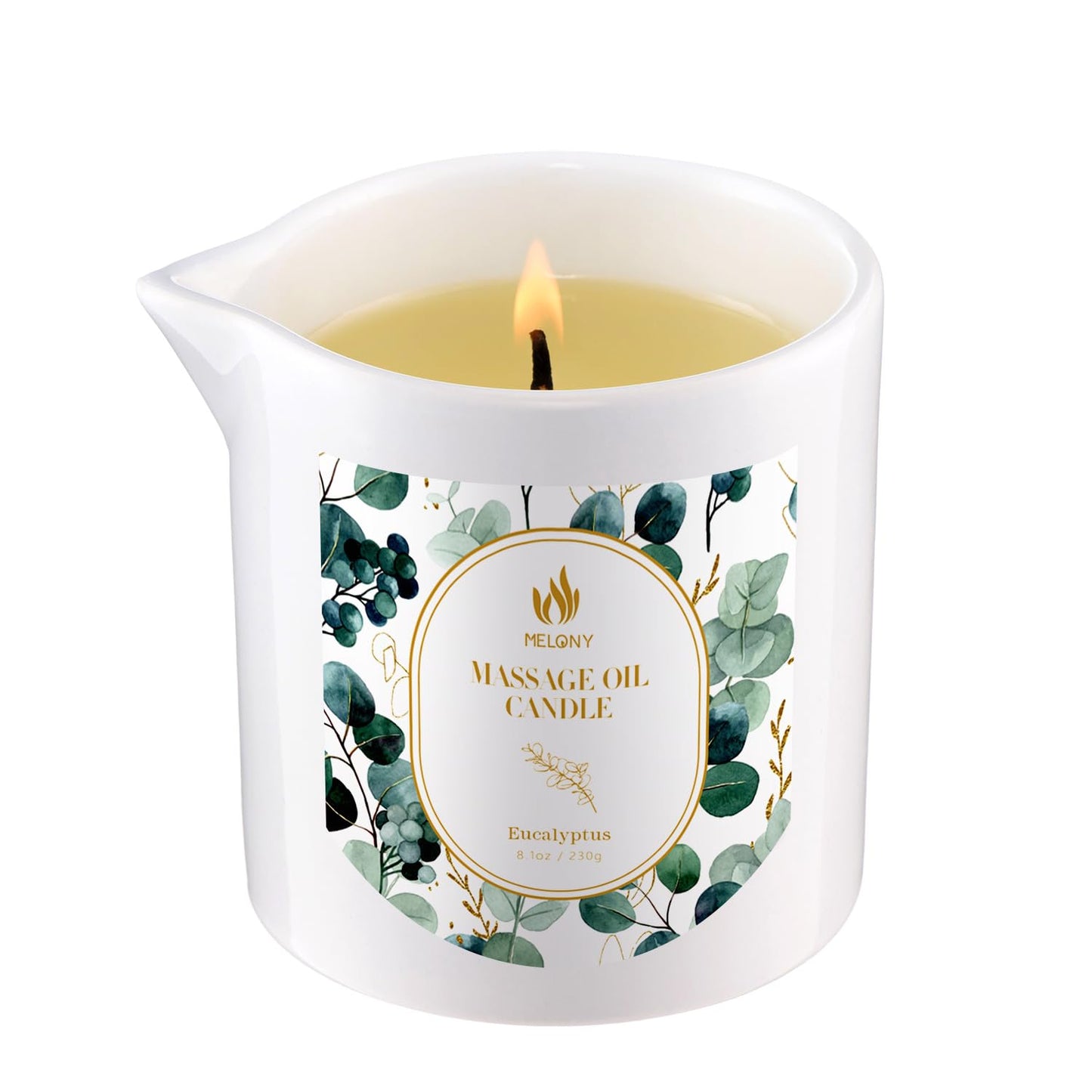 MELONY Soy Massage Candle – Essential Oil Infused, 8.1 oz, Relaxation