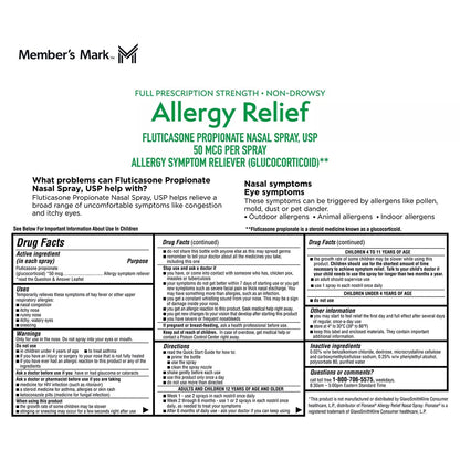Members Mark Fluticasone Propionate Nasal Spray (6 pk, 0.54 fl oz)