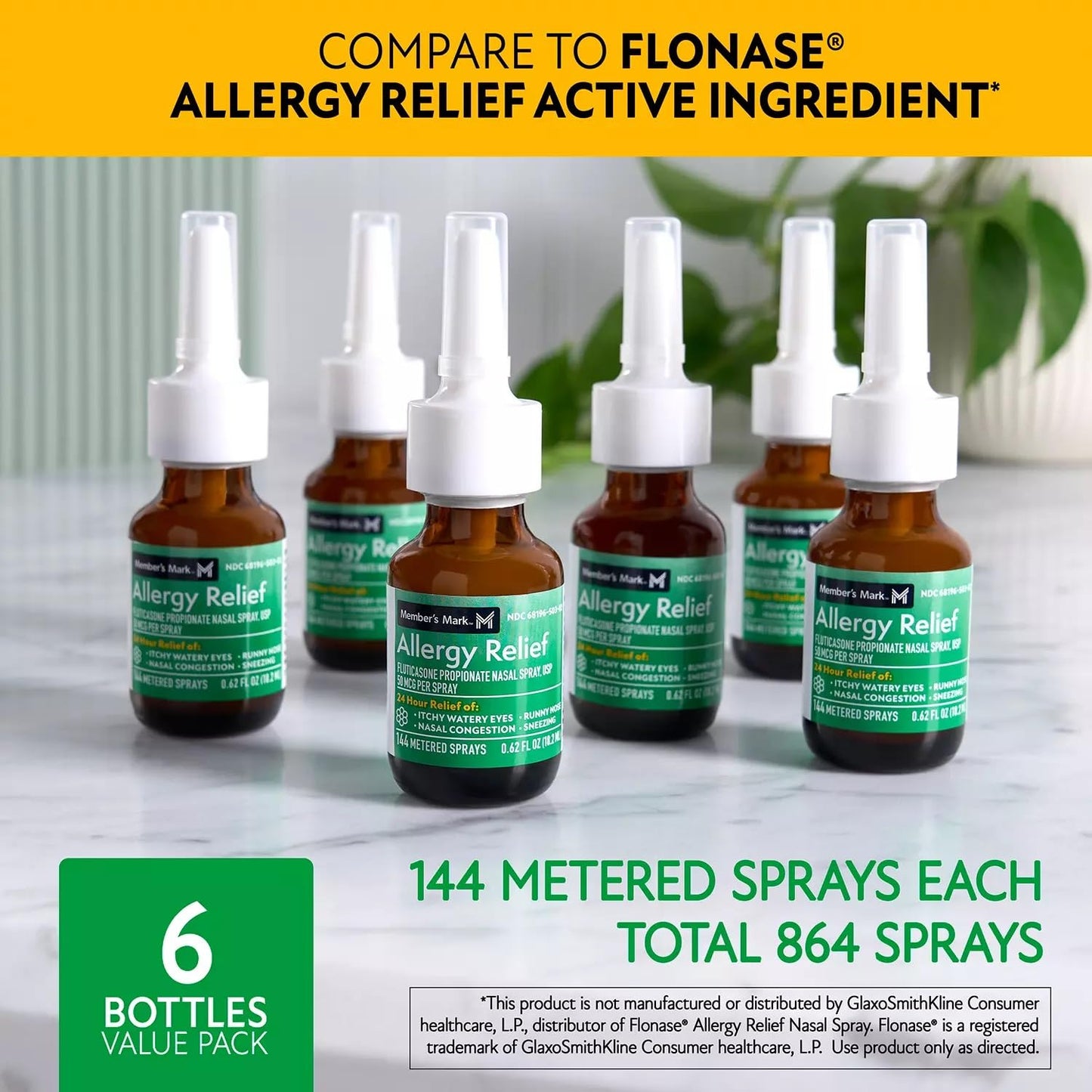 Members Mark Fluticasone Propionate Nasal Spray (6 pk, 0.54 fl oz)