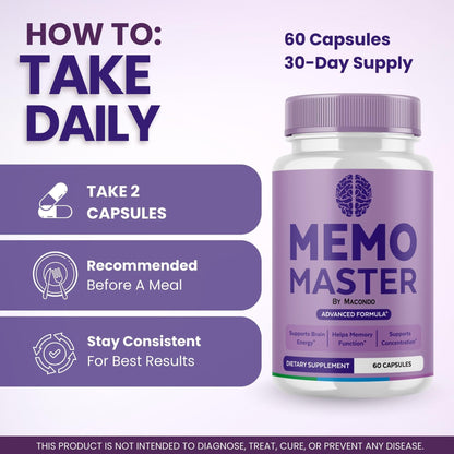 (5 Pack) Memo Master Capsules – Premium Memory Support (300 Capsules, 5 Months)
